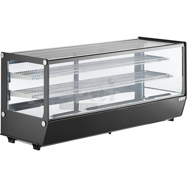 BRAND NEW SCRATCH & DENT! Avantco BCS-60-HC 60" Black Refrigerated Square Countertop Bakery Display Case with LED Lighting. S/N:1460202250091 TESTED. IN WORKING ORDER!!  Dent on the front right side. 60 x 22 3/8 x 27 - Image 1 of 10