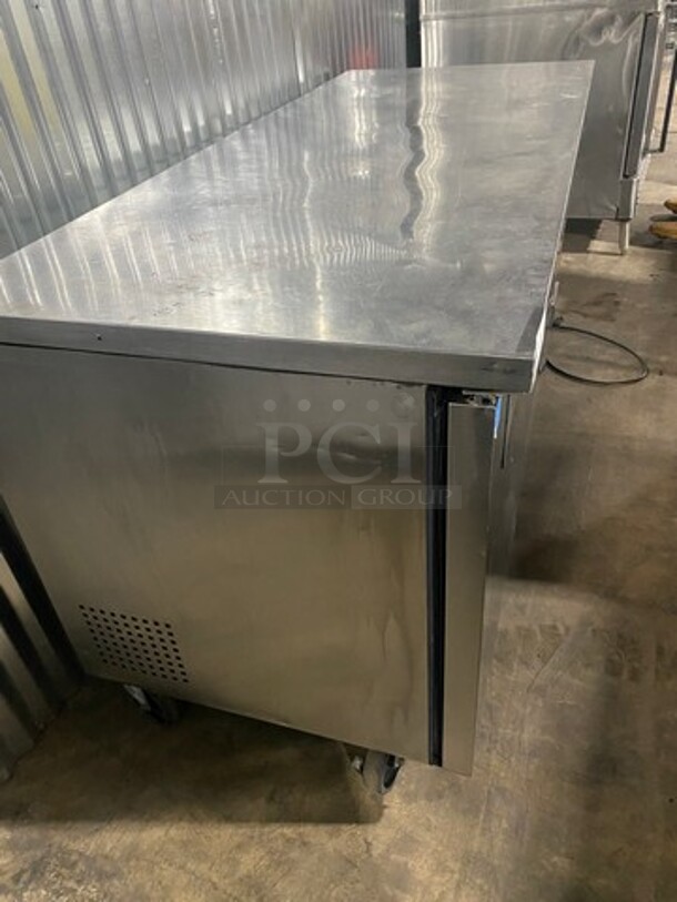 True Commercial Refrigerated 3 Door Lowboy/Prep Top! With Poly Coated Racks! All Stainless Steel! Model TUC72 Serial 7956250! 115V 1Phase! On Casters! - Image 4 of 9