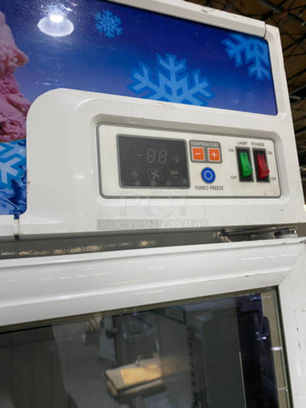 Turbo Air Commercial Refrigerated 2 Door Reach In Freezer Merchandiser! With View Through Doors! With Poly Coated Racks! Coated Stainless Steel Body! On Casters! Working When Removed! Model: TGF-49F SN: GF49506025 110-120/220-240V 60HZ 1 Phase - Image 9 of 10