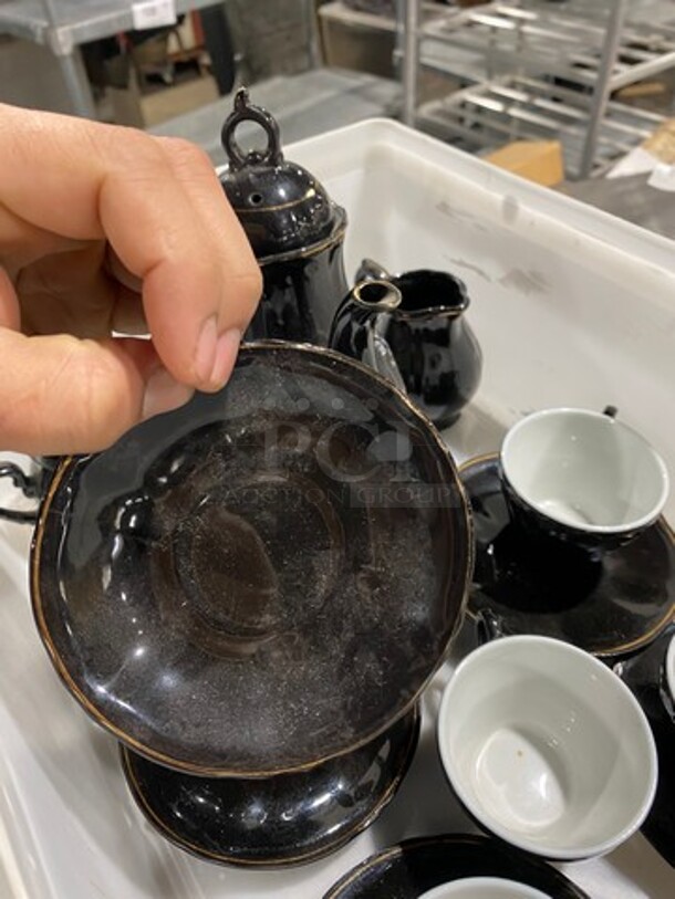 CUTE! ALL ONE MONEY! Complete Tea Set! Includes, Tea Pot With Lid, Sugar Bowl With Lid, Creamer Pitcher, 4 Teacups With Saucers! - Image 10 of 12