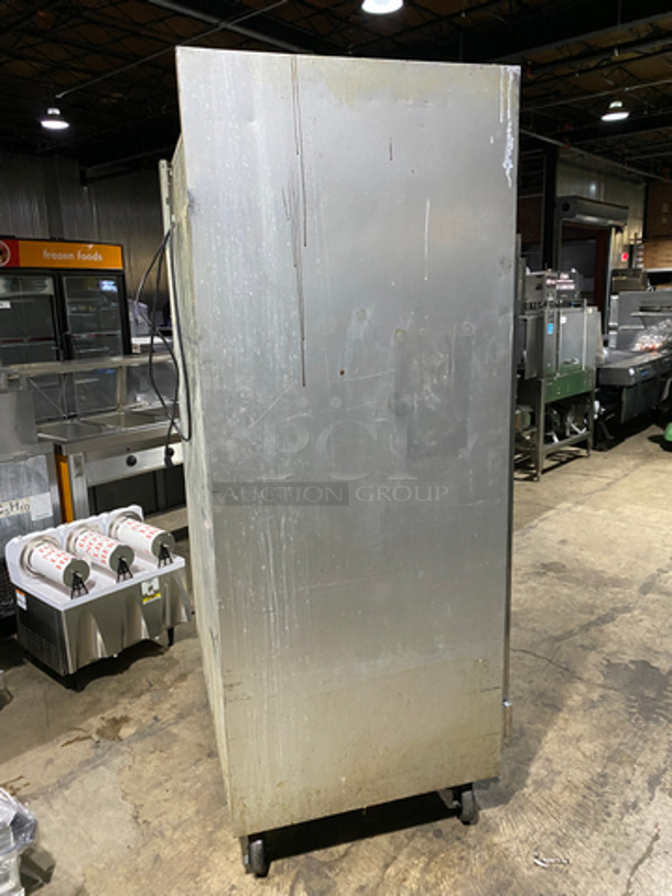COOL! Traulsen 2 Door Reach In Freezer Unit! With Poly Coated Racks! All Stainless Steel! On Casters! Model: G22010 SN: TT50688J13 115V 60HZ 1 Phase! Works Great!  - Image 3 of 11