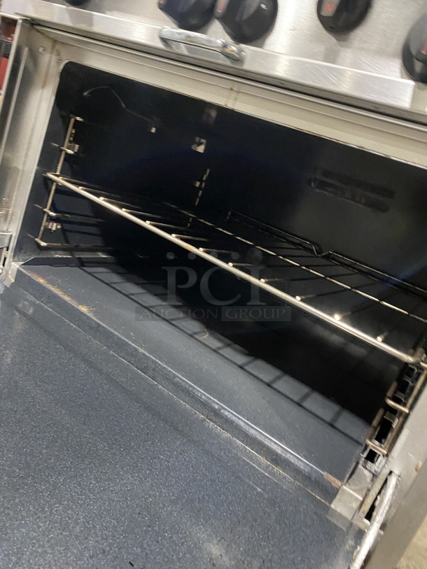 Southbend Heavy Duty Commercial Natural Gas Powered 6 Burner Stove! With Raised Back Splash! With Oven Underneath! All Stainless Steel! On Casters! Model: P32D-BBB SN: 05M09248! Working When Removed!  - Image 7 of 12