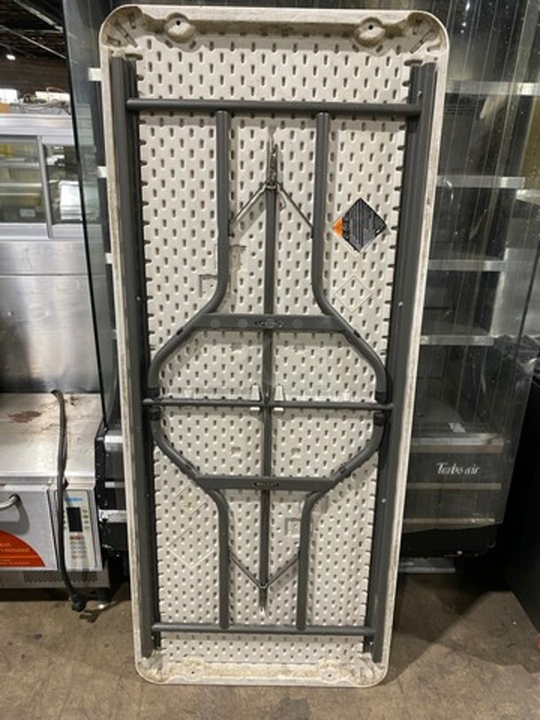 Life Time White Rectangular Folding Table! With Foldable Metal Legs! - Image 2 of 4