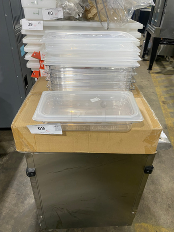 NEW! Cambro Clear Poly Food Pans! With Lids! 6x Your Bid!