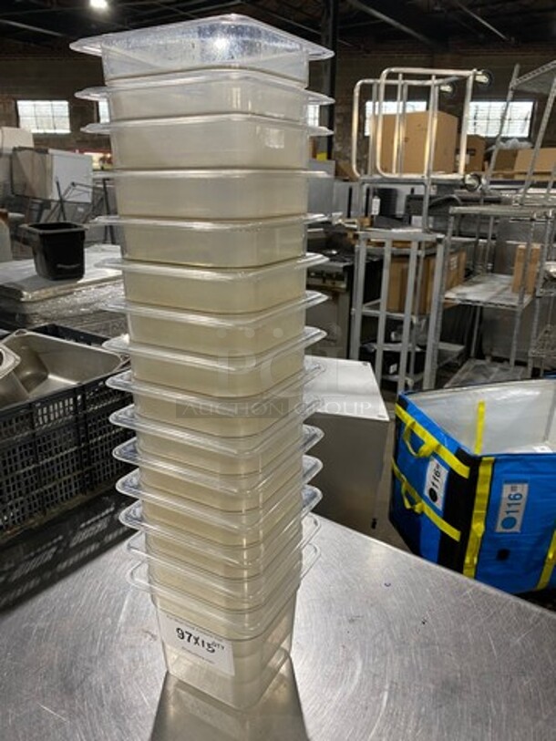 Cambro Clear Poly 1/6x4" Food Containers! 15x Your Bid! - Image 2 of 8