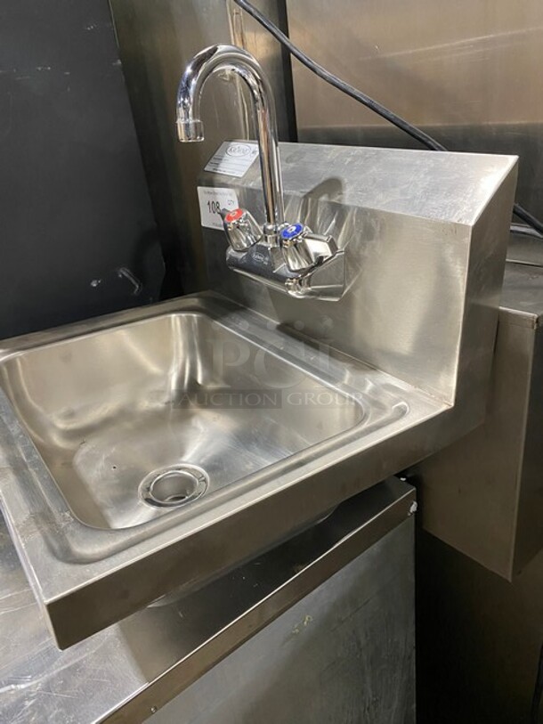 Krowne Commercial Stainless Steel Hand Sink! With Back Splash! With Faucet And Handles! Model: WM200 - Image 2 of 8