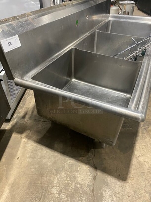 All Stainless Steel Three Compartment Dish Washing Sink! With Jet Spray Assembly! - Image 4 of 7