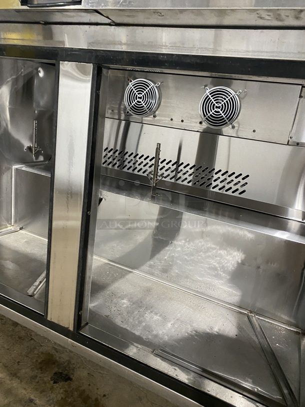 Atosa Commercial Refrigerated Mega Top Sandwich Prep Table! With Commercial Cutting Board! With 2 Door Storage Space Underneath! All Stainless Steel! On Casters! MODEL: MSF8302 SN: MSF8302AUS100317022300C40028 115V 1PH!  - Image 6 of 9