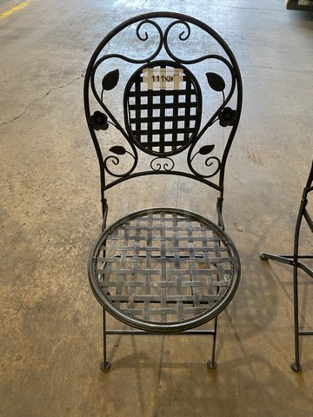 Black Metal Foldable Patio Chairs! 10x Your Bid!