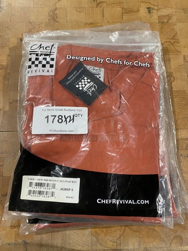 NEW! Chef Revival Cool Crew Jacket, Snap Buttons! Size Small! 4x Your Bid!