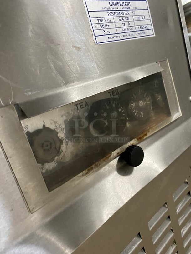 NICE! Carpigiani Commercial Floor Style Pasteurizer Machine! All Stainless Steel! Model PASTOMASTER60 Serial 470888! 220V 3Phase! On Casters! - Image 9 of 10