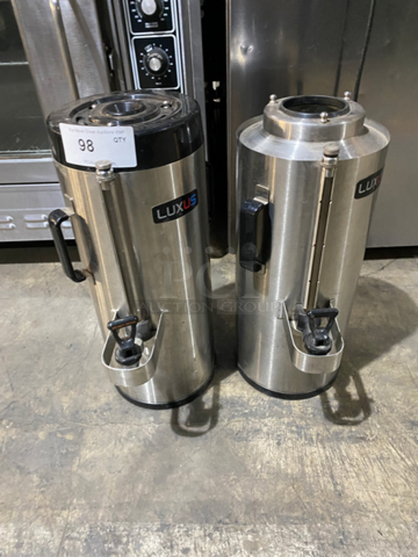 2 Luxus Commercial Countertop Drink Dispensers! Thermoproved For Hot And Cold Beverages! All Stainless Steel! 2x Your Bid!