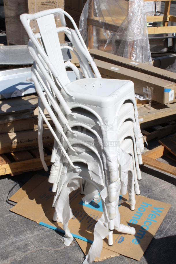 BRAND NEW SCRATCH & DENT! Lancaster Table & Seating 427CALUARMWH White Powder Coated Aluminum Outdoor Arm Chair. 9x Your Bid - Image 3 of 5