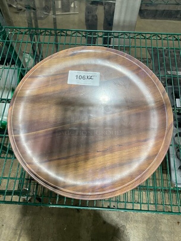 Carlisle Wooden Pattern Top Poly Food Display Platter! 2x Your Bid! - Image 1 of 6