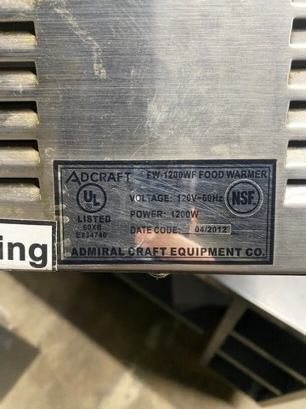 Adcraft Commercial Countertop Single Well Food Warmer! All Stainless Steel! Model: FW1200WF 120V 60HZ 1 Phase - Image 8 of 8