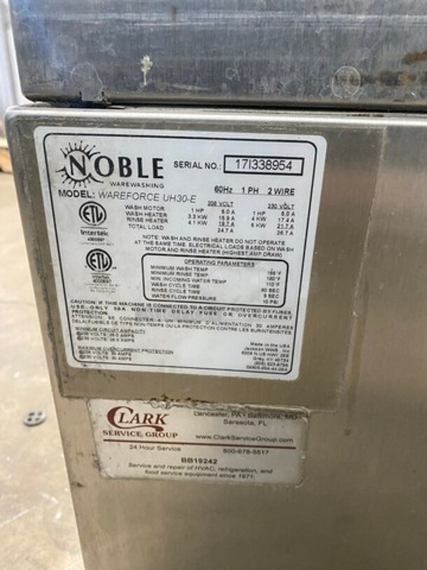 Noble Commercial Undercounter Dishwasher! All Stainless Steel! Model: WAREFORCEUH30 SN: 17I338954 208/230V 1 Phase - Image 7 of 10