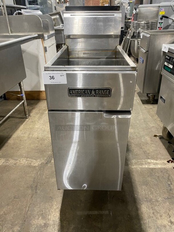 American Range All Stainless Steel Commercial Floor Style LP Gas Powered Deep Fat Fryer! Model AF45! On Legs!  
 - Image 1 of 9