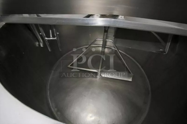 Chester-Jensen Batch Stainless Steel Commercial Floor Style 500 Gallon Jacketed Mix Tank w/ Hinge Lid. - Image 9 of 12
