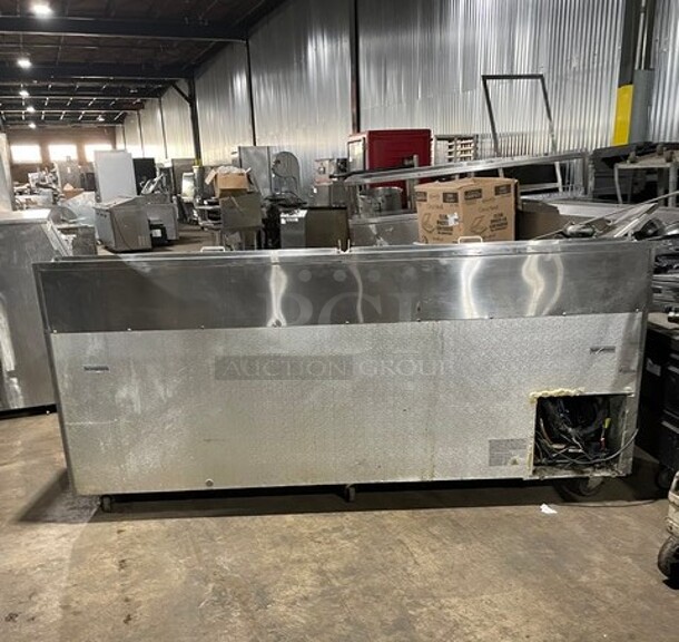Avantco Commercial Refrigerated Mega Top Pizza Prep Table! With 3 Door Cooler Underneath! All Stainless Steel! With Poly Coated Racks! With Full Sized Cutting Board! On Casters! 115V! Model: 178PICL3HC! Working When Removed! - Image 3 of 10