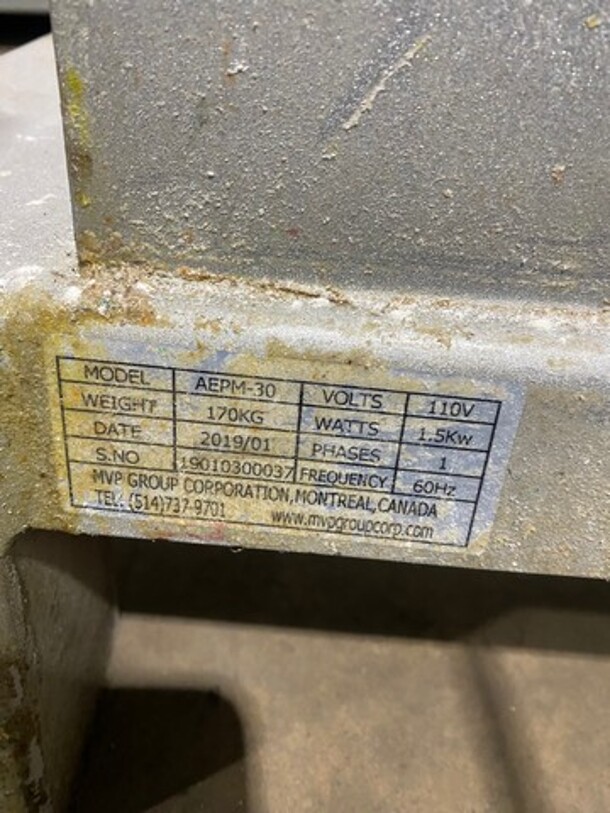 Argento 30 Quart All Stainless Steel Planetary Mixer! MODEL AEPM30 SN:19010300037 110V 1PH - Image 8 of 9