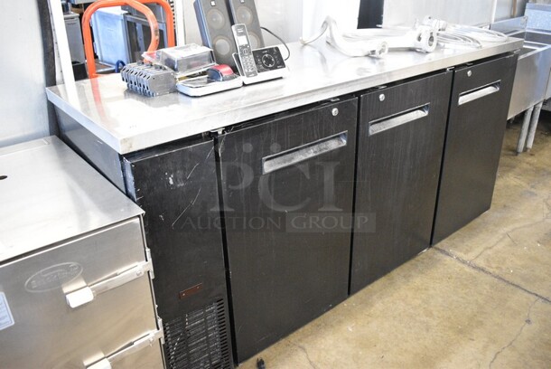 Omcan Model UBB-24-72F Metal Commercial 3 Door Back Bar Cooler w/ Poly Coated Racks. 72.5x24.5x36.5. Tested and Powers On But Does Not Get Cold - Image 2 of 8
