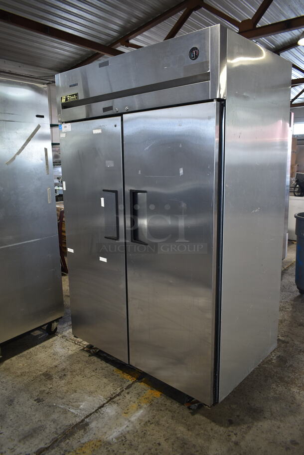 2013 True TG2R-2S ENERGY STAR Stainless Steel Commercial 2 Door Reach In Cooler w/ Poly Coated Racks on Commercial Casters. 115 Volts, 1 Phase. Tested and Working! - Image 6 of 8