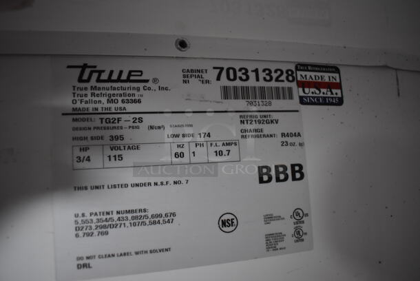 2011 True TG2F-2S Stainless Steel Commercial 2 Door Reach In Freezer w/ Poly Coated Racks on Commercial Casters. 115 Volts, 1 Phase. 51x35x83. Tested and Working! - Image 3 of 6