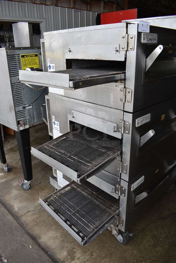 3 Lincoln Impinger Stainless Steel Commercial Electric Powered Conveyor Pizza Oven on Commercial Casters. 120/208 Volts, 3 Phase. 69x39x62. 3 Times Your Bid! - Image 4 of 12