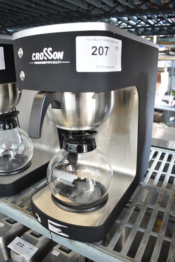 BRAND NEW SCRATCH AND DENT! 2024 Crosson CB-GD2 Stainless Steel Countertop Coffee Machine w/ Coffee Pot and Metal Brew Basket. 120 Volts 1 Phase.  - Image 3 of 8