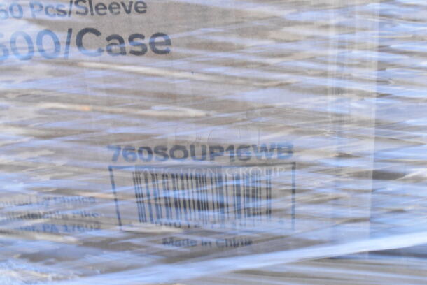 24 BRAND NEW Boxes Including Dart 205HT2 9" x 6" x 3" White Foam 2 Compartment Take Out Container with Perforated Hinged Lid - 200/Case, 128HD8COMBO Choice Heavy Duty 8 oz. Microwavable Translucent Plastic Deli Container and Lid Combo Pack - 240/Case, 500TO883C3 Choice 8" x 8" x 3" Microwaveable 3-Compartment Black / Clear Plastic Hinged Container - 100/Case, 760SOUP16WB Choice 16 oz. White Double Poly-Coated Paper Food Cup - 500/Case, 612510ST Choice 10" Round Standard Weight Foil Take-Out Pan - 250/Case, 127SB24COMBO Choice 24 oz. Clear Plastic Salad Bowl with Lid - 150/Case, 500LSTRWLW Choice 9, 12, 16, 20, and 24 oz. Clear Sip-Through Lid with Extra-Wide Opening - 1000/Case, 394365S Noble Products Powder-Free Disposable Clear Vinyl Gloves for Foodservice - Small - 1000/Case, Dart C57PST1 ClearSeal Hinged Lid Plastic Container 6" x 5 13/16" x 3" - 500/Case, 128HD16BULK Choice Heavy Duty 16 oz. Microwavable Translucent Plastic Deli Container - 480/Case, 130WBKFORKH Choice Black Heavy Weight Wrapped Plastic Fork - 1000/Case. 24 Times Your Bid!  - Image 6 of 12