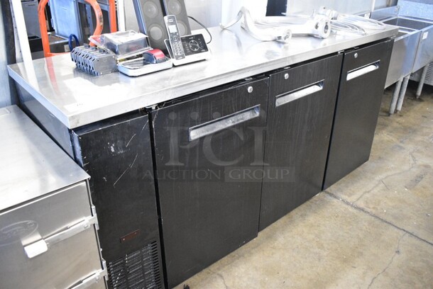 Omcan Model UBB-24-72F Metal Commercial 3 Door Back Bar Cooler w/ Poly Coated Racks. 72.5x24.5x36.5. Tested and Powers On But Does Not Get Cold - Image 8 of 8