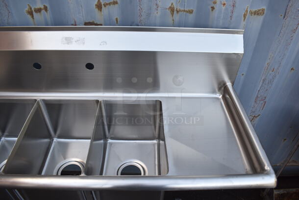 BRAND NEW SCRATCH AND DENT! KoolMore SC101410-1283 Stainless Steel Commercial 3 Bay Sink w/ Dual Drain Boards. 54x20x45. Bays 10x14x10 - Image 4 of 6