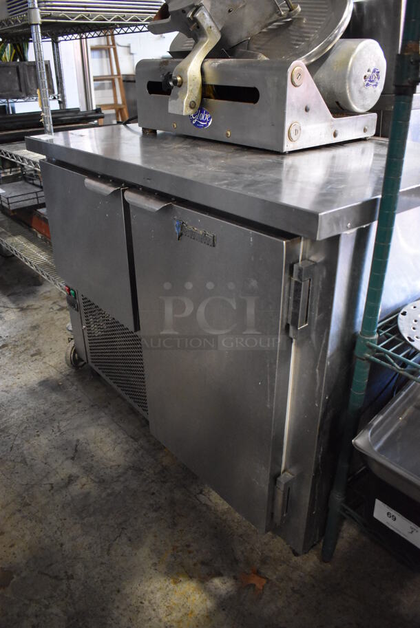 CustomCool Stainless Steel Commercial 2 Door Undercounter Cooler on Commercial Casters. 115 Volts, 1 Phase. 42x28.5x33. Tested and Working! - Image 2 of 6