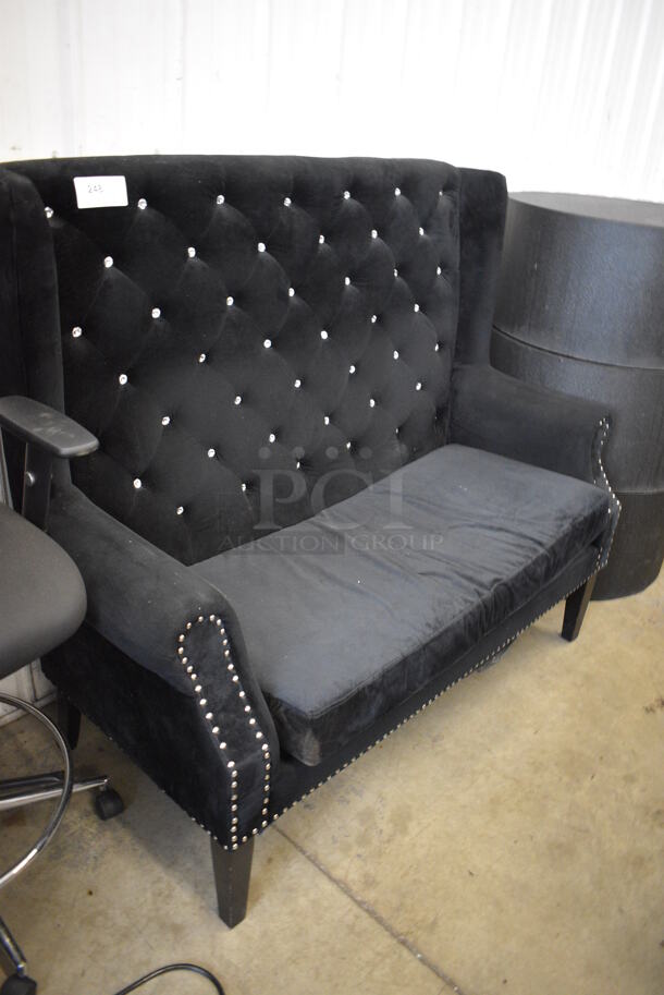 Black Chair w/ Arm Rests and Nail Head Trim. 59x30x50 - Image 2 of 5