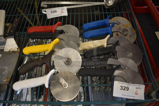 11 Various Metal Pizza Pie Cutters. Includes 9