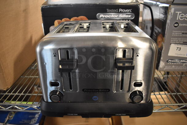 IN ORIGINAL BOX! Proctor Silex 24850R Metal Commercial Countertop 4 Slot Toaster. 115 Volts, 1 Phase. 