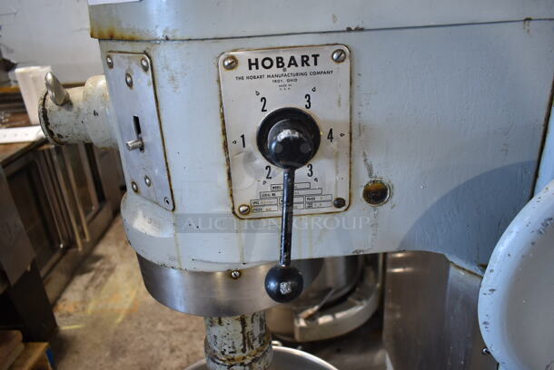 Hobart H-600 Metal Commercial Floor Style 60 Quart Planetary Dough Mixer w/ Stainless Steel Mixing Bowl and 3 Paddle Attachment. 208 Volts, 3 Phase.  - Image 6 of 9