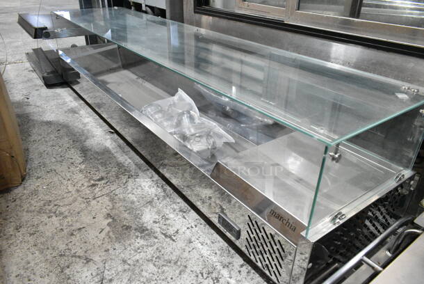 Marchia MTRS Stainless Steel Refrigerated Countertop Prep Refrigerator w/ Sneeze Guard. 115 Volts, 1 Phase. Tested and Powers On But Does Not Get Cold
 - Image 3 of 5