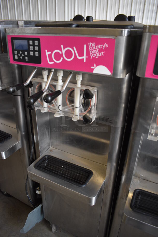 2013 Stoelting Model F231-309I2-AD1 Stainless Steel Commercial Floor Style Air Cooled 2 Flavor w/ Twist Soft Serve Ice Cream Machine on Commercial Casters. 208-240 Volts, 3 Phase.  - Image 3 of 7