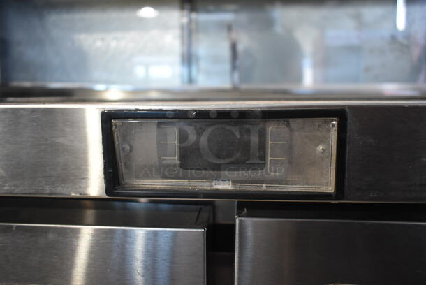 2016 Turbo Air MSF8303 Stainless Steel Commercial Sandwich Salad Prep Table Bain Marie w/ Sneeze Guard on Commercial Casters. 115 Volts, 1 Phase. Tested and Working! - Image 4 of 8