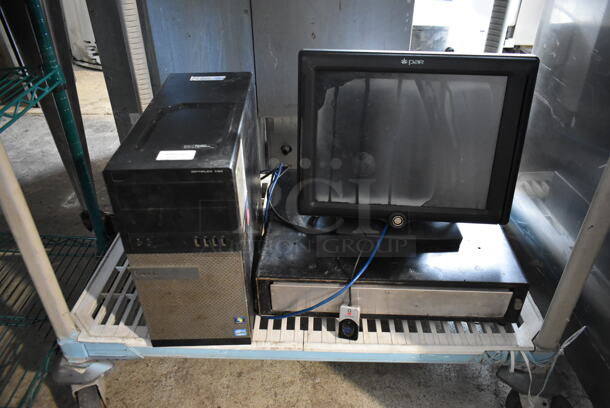 ALL ONE MONEY! Two Tier Lot of Various Items Including Epson Receipt Printers, Par POS Monitor, Computer Tower and Cash Drawer - Image 3 of 12