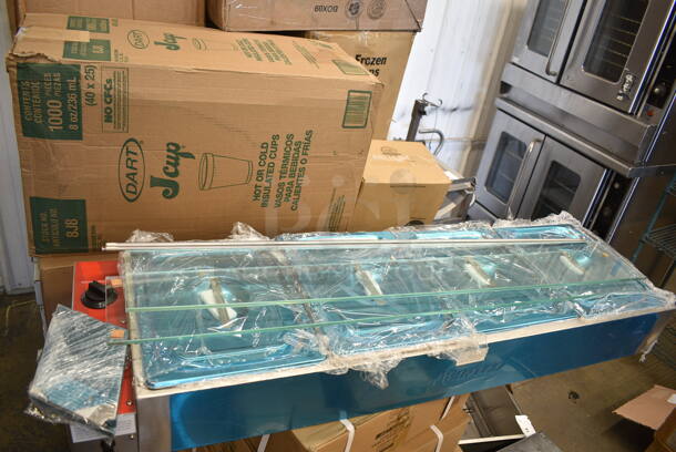 BRAND NEW SCRATCH AND DENT! 2023 Avantco 177BMFW4 Stainless Steel 46" Electric Bain Marie Buffet Countertop Food Warmer with 4 Half Size Wells. 120 Volts, 1 Phase. Tested and Working! - Image 5 of 7