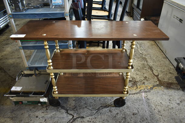 Wood Pattern 3 Tier Cart on Commercial Casters. - Image 1 of 7
