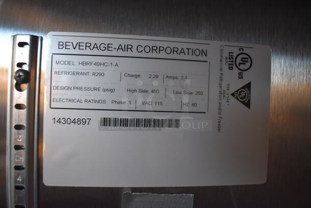 BRAND NEW! Beverage Air HBRF49HC-1-A Stainless Steel Commercial 2 Door Reach In Cooler Freezer Combo Unit on Commercial Casters. Comes w/ Poly Coated Racks. 115 Volts, 1 Phase. 51.5x32x84. Tested and Working! - Image 7 of 12