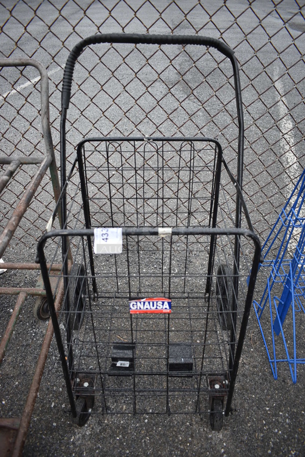 Black Metal Basket Cart on Casters. 18x24x42