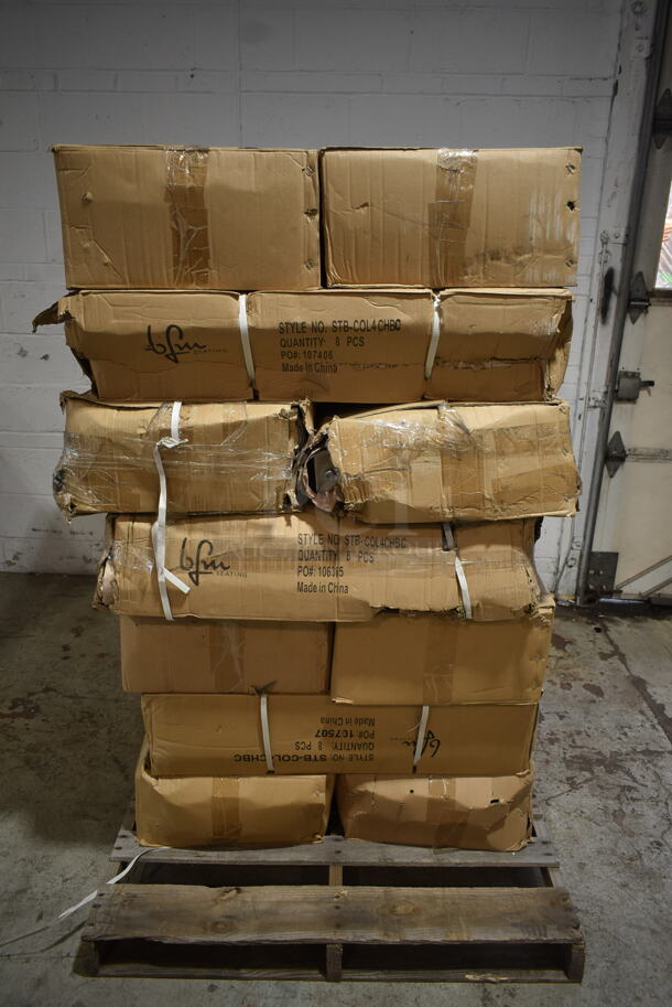 PALLET LOT of 14 Boxes of 8 BRAND NEW! BFM Seating STB-COL4CHBC Chrome Finish Table Base Columns. 14 Times Your Bid!