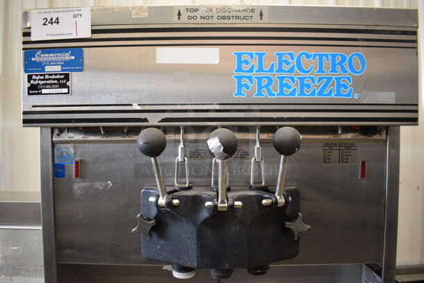 Electro Freeze Model 30TN-CAB-113 Stainless Steel Commercial Water Cooled Floor Style 2 Flavor w/ Twist Soft Serve Ice Cream Machine on Commercial Casters. 230 Volts, 1 Phase. 26x38x68 - Image 3 of 7