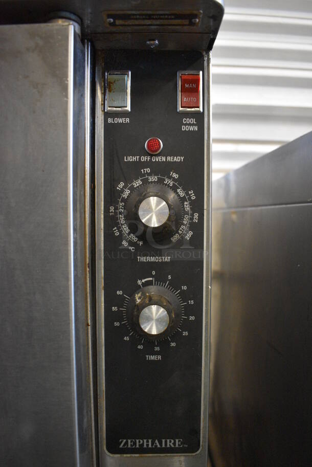 2 Blodgett Zephaire Stainless Steel Commercial Natural Gas Powered Full Size Convection Oven w/ Solid Doors, Metal Oven Racks and Thermostatic Controls on Commercial Casters. 38x37x73. 2 Times Your Bid! - Image 7 of 8