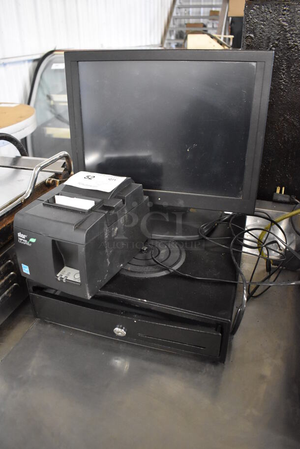 ALL ONE MONEY! Lot of Bematech LE1000 Monitor, Star Micronics TSP100II Receipt Printer and Metal Cash Drawer - Image 4 of 8