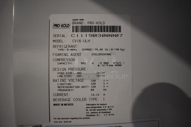 BRAND NEW! Pro-Kold CV16-ULH Metal Commercial Single Door Reach In Freezer Merchandiser w/ Poly Coated Racks. 120 Volts, 1 Phase. 30x28x79. Tested and Working! - Image 4 of 6